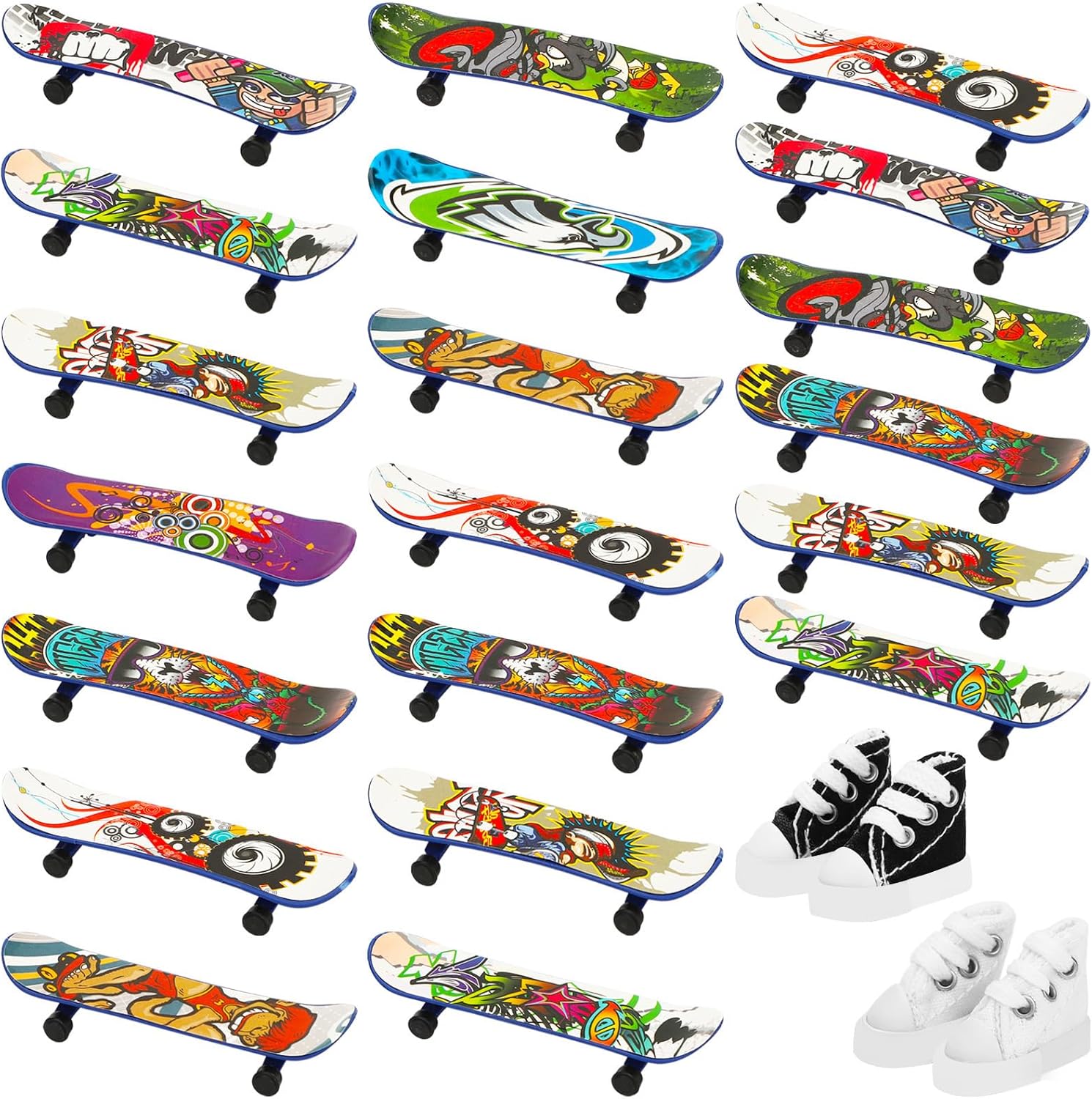 ONEST 26 Pieces Mini Fingerboards Skateboard Set Creative Fingertips Movement Mini Skateboard Starter Kit Finger Sports Party Favors Novelty Toy Gift for Kids